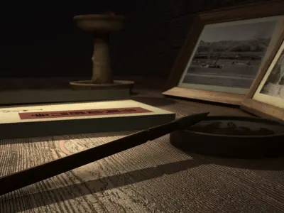 Desk lamp light lamps ink desktop restoring ancient ways 3D model