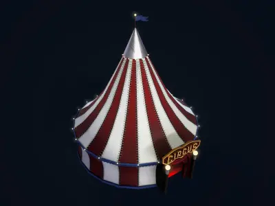 Stylized Circus Tent Low-poly 3D model