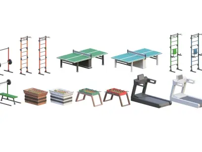 Low Poly Furniture - 1000 models collection interior Vol1-Vol2 Low-poly 3D model