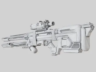 SciFi Sniper Rifle Low-poly 3D model