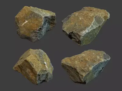 Boulder 2 rock Low-poly 3D model