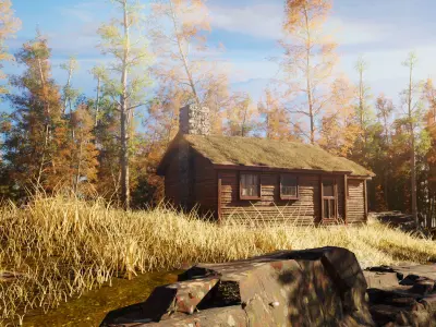 cabin a the woods blender scene Low-poly 3D model