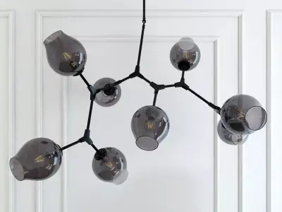 Chandelier branching bubble chandelier 8 black 3D model