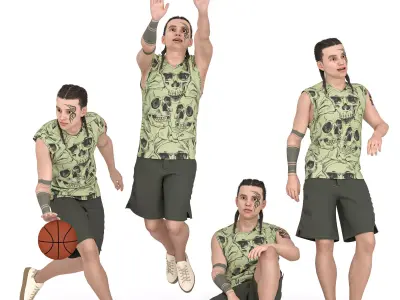 Dynamic 3D Street Basketball Boy Character Low-poly 3D model