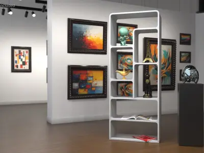  Modern Bookshelf with Decorative Souvenirs 