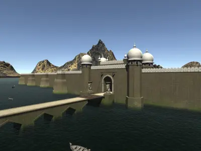 Medieval Castle Town Low-poly 3D model