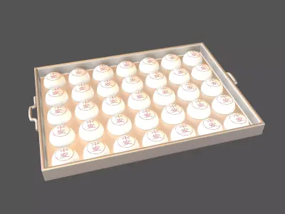 Lucky Buns with Baking Pans v1 002 Low-poly 3D model