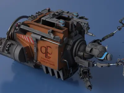  Futuristic Spacecraft with Mechanical Arms Rigged for Maya 