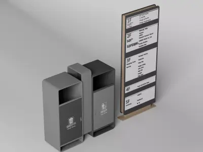 Commercial Escalator Moving Staircase Pack PBR Game Ready Low-poly 3D model