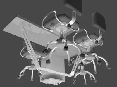 Office desk room interior 3D model