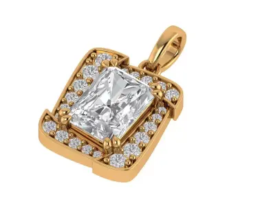 Emerald Round Diamond Pendant 3D print model