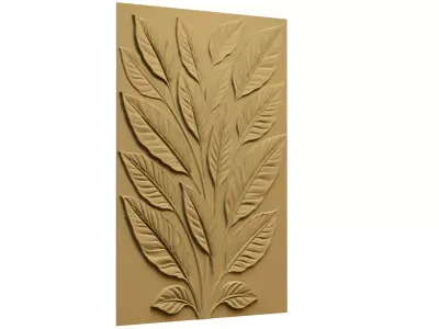 Decorative Leaves Branch Relief Wall Decor Set STL Mural CNC 383 3D model
