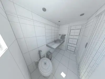 bathroom with toilet and sink 3D model