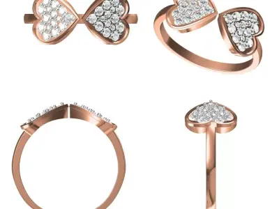 Light Weight Wedding Engagement Women Heart Ring STL JCD Details 3D print model