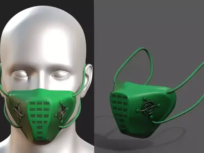 Gas mask respirator military combat Green plastic  Low-poly 3D model