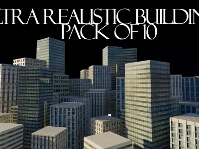 Ultra realistic buildings Low-poly 3D model
