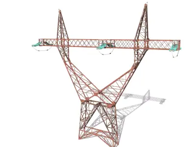 Electricity Pole 3 Weathered 3D model