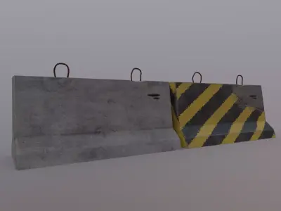 Concrete Road Block Barricade - Jersey Barrier Low-poly 3D model