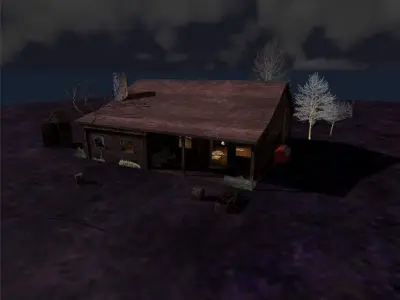 Cabin survivor - Unity 3d game ready Package - lights baked Low-poly 3D model