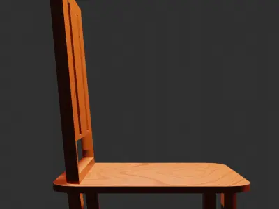 Simple style wooden living room chair  Free low-poly 3D model