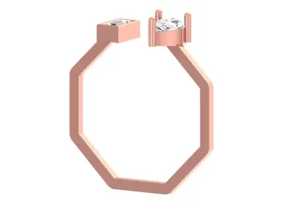 Open End Women Light Weight Band Baguette Pear Stone Ring 3D print model
