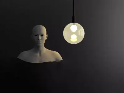 Modern Globe Pendant Light Low-poly 3D model