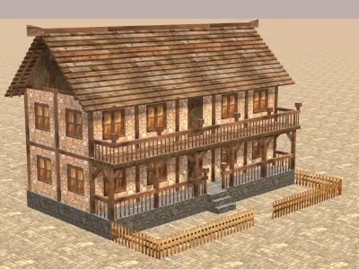 Medieval house fourteen 2 Low-poly 3D model