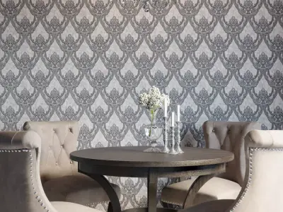 Graphite Baroque Lattice Wallpaper Texture
