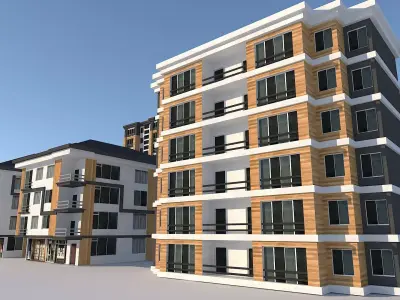 6 Low Poly Building Packages in Different Designs and Sizes Low-poly 3D model