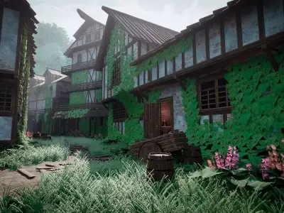 Modular Medieval Town Low-poly 3D model