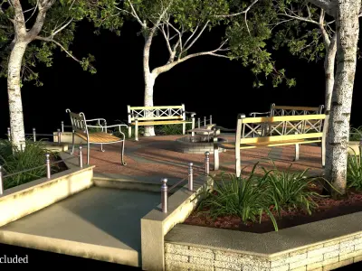 Small Octagon Garden Bed with PBR 3D model