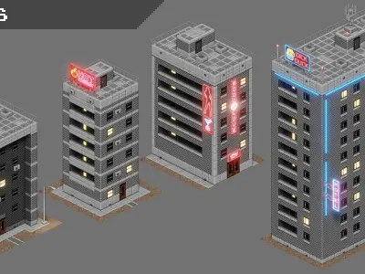 Game City Asset Pack Low-poly 3D model