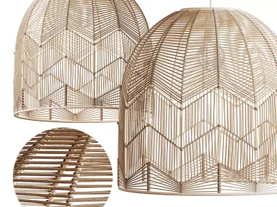 Basket Rattan Pendant Light Shades 3D model