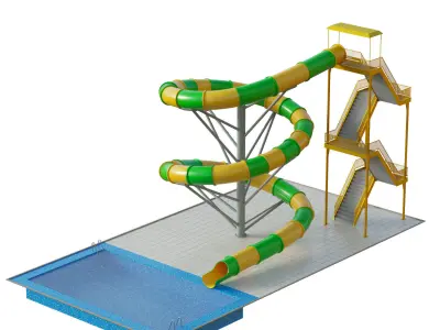Water Slide 03 Low-poly 3D model