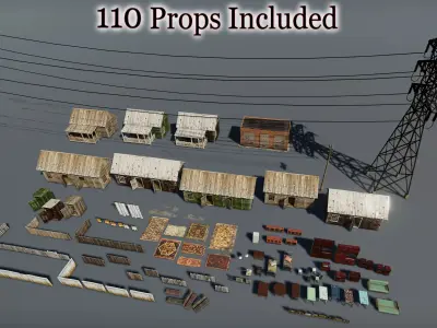 HQ Exterior Interior Props Pack Low-poly 3D model