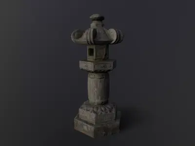 FREE Low Poly Japanese Shrine Lantern PBR Free low-poly 3D model