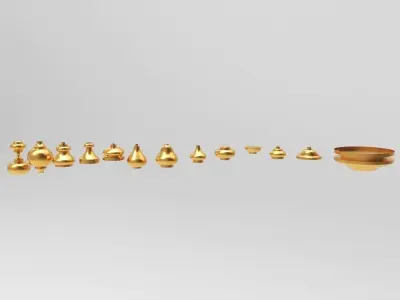Baluster set of gold ornaments 3D model