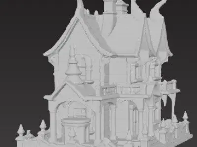 The Hilltop Gothic House 3D Printable Fantasy Model 3D print model