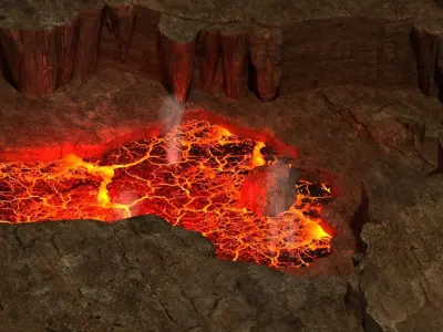 Craters mountains Grand Canyon Hell  Canyon sea of fire volcano 3D model