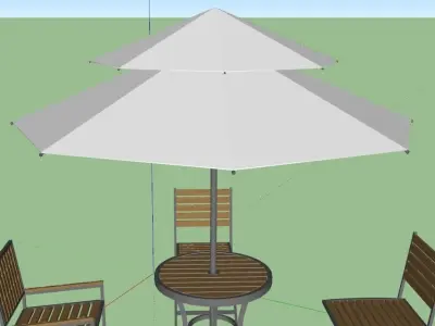 The parasol table and chairs with umbrella Free 3D model