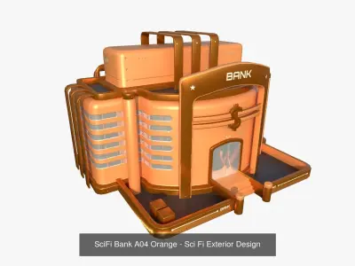 10 Sci Fi Buildings Collection D - Orange - Exterior Design 3D Model Pack