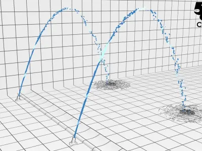 LUMION ANIMATED FOUNTAIN Jet arc fountain HIGH ANGLE PARABOLA 3D model