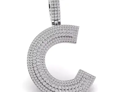 Alphabet Latter C Diamond Pendent 3D print model