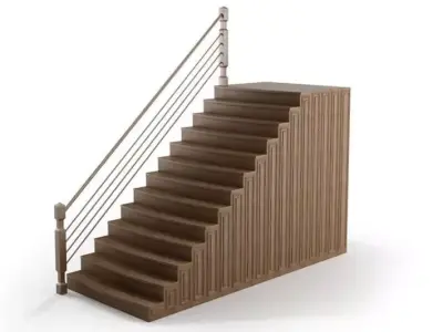 Wooden Cabled Railing 3D model
