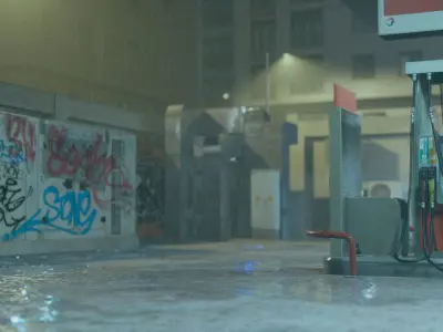 Gas Station Theme Environment 3D model