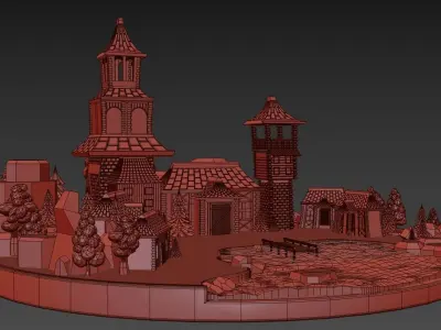 OLD TOWN Low-poly 3D model