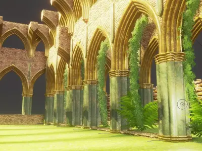 medieval palace garden 3D model
