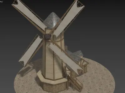 Medieval Windmill Low-poly 3D model
