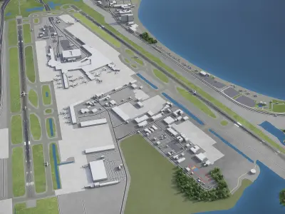 San Juan Airport Low-poly 3D model