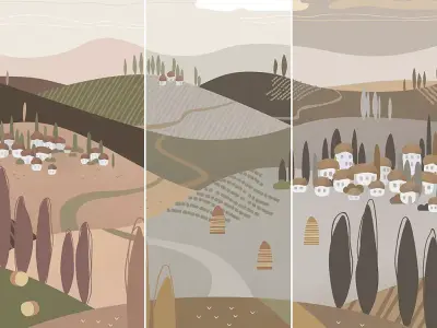 Modern Pastel Village Landscape Wallpaper Texture Pack  Texture